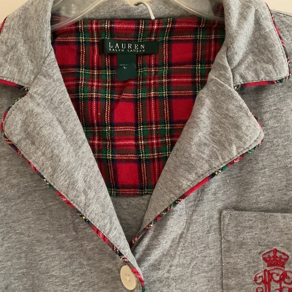 RALPH LAUREN Cotton Light Grey Long Sleeve Pajamas Woman Set Size US L - Picture 4 of 10